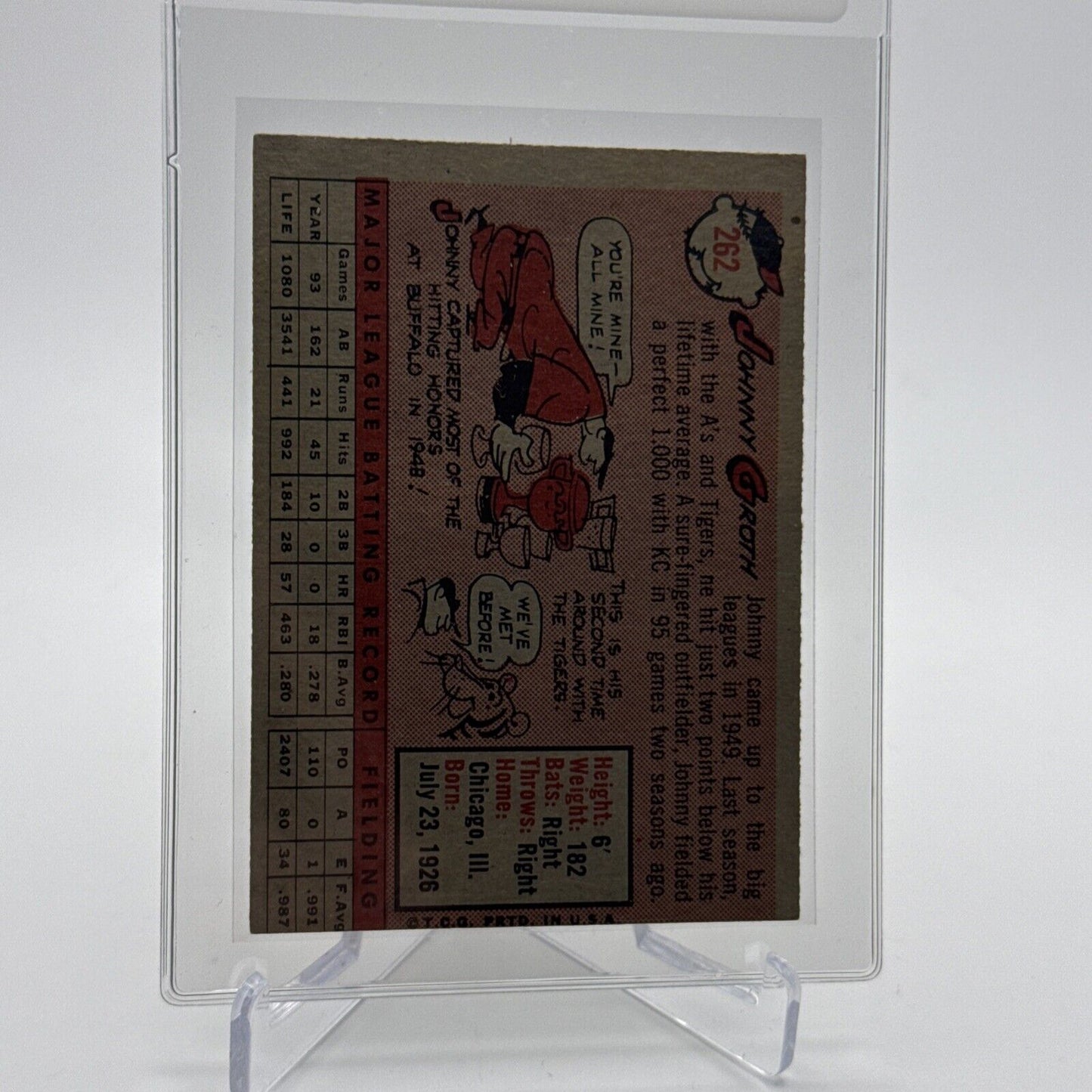 1958 Topps Johnny Groth Baseball Card #262 EX Quality #2 FREE SHIPPING