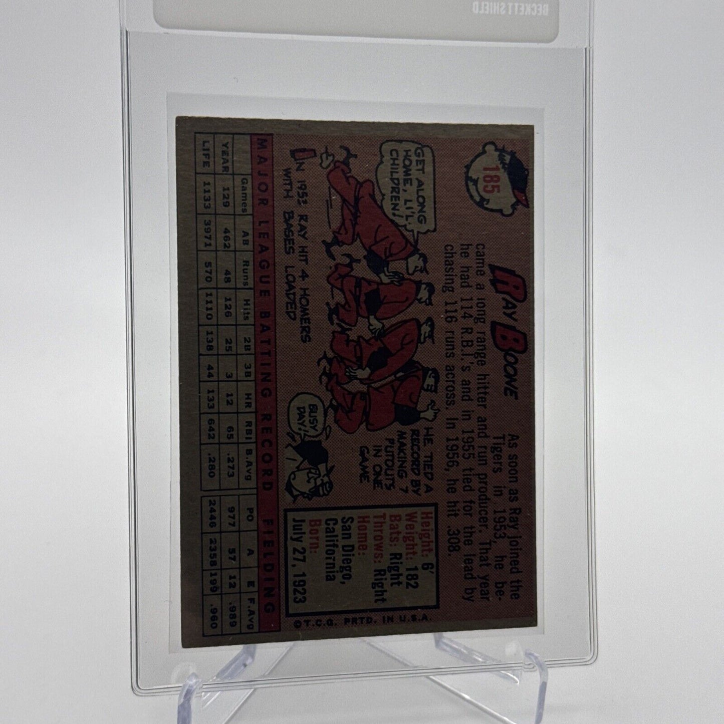 1958 Topps Ray Boone Baseball Card #185 EX Quality #5 FREE SHIPPING