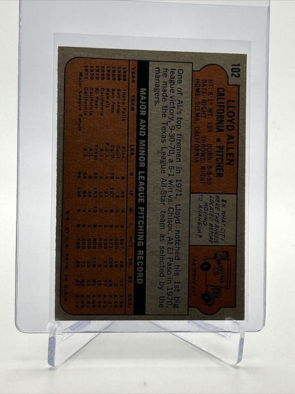 1972 Topps Lloyd Allen Baseball Card #102 EX Quality FREE SHIPPING