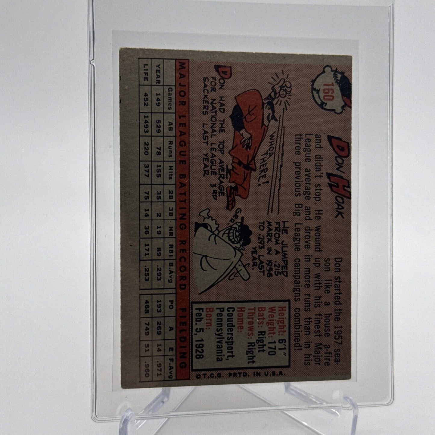 1958 Topps Don Hoak Baseball Card #160 EX Quality #3 FREE SHIPPING