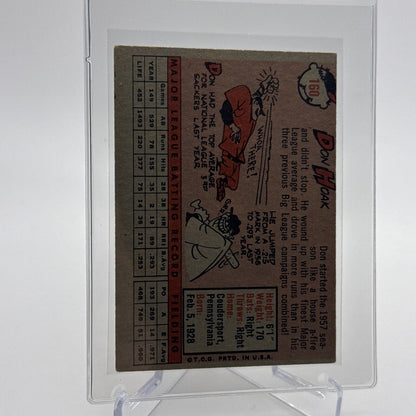 1958 Topps Don Hoak Baseball Card #160 EX Quality #3 FREE SHIPPING