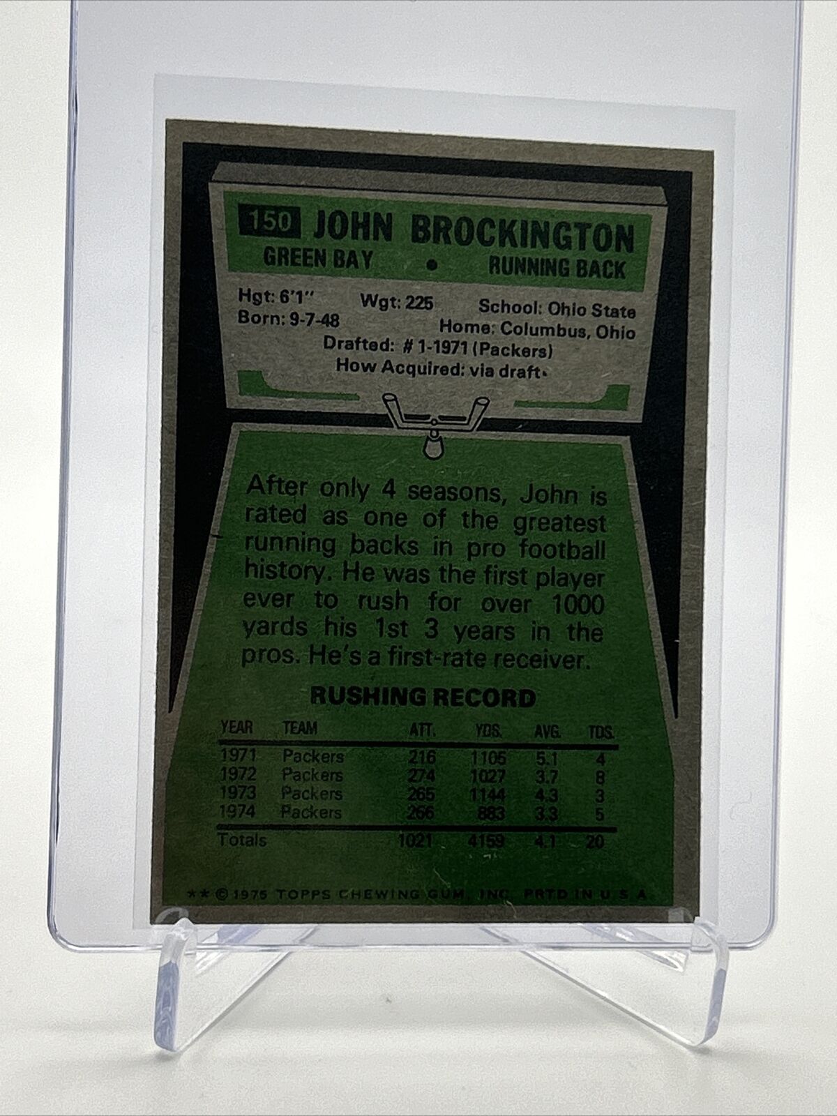 1975 Topps John Brockington Football Card #150 NM Quality FREE SHIPPING