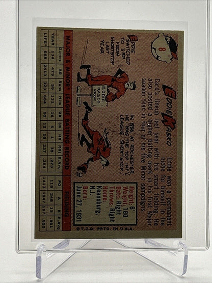1958 Topps Eddie Kasko Baseball Card #8 EX Quality #4 FREE SHIPPING