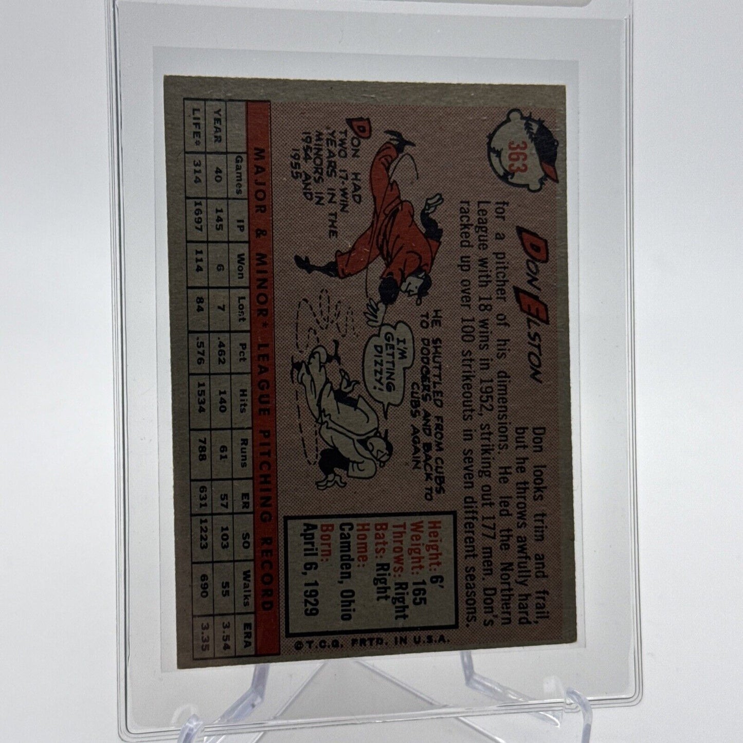 1958 Topps Don Elston Baseball Card #363 EX Quality #3 FREE SHIPPING