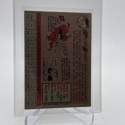 1958 Topps Willard Schmidt Baseball Card #214 EX Quality FREE SHIPPING