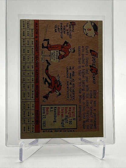 1958 Topps Eddie Kasko Baseball Card #8 EX Quality #3 FREE SHIPPING