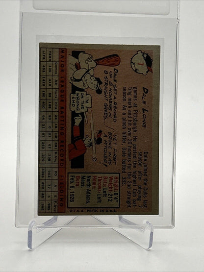 1958 Topps Dale Long Baseball Card #7 EX Quality #2 FREE SHIPPING