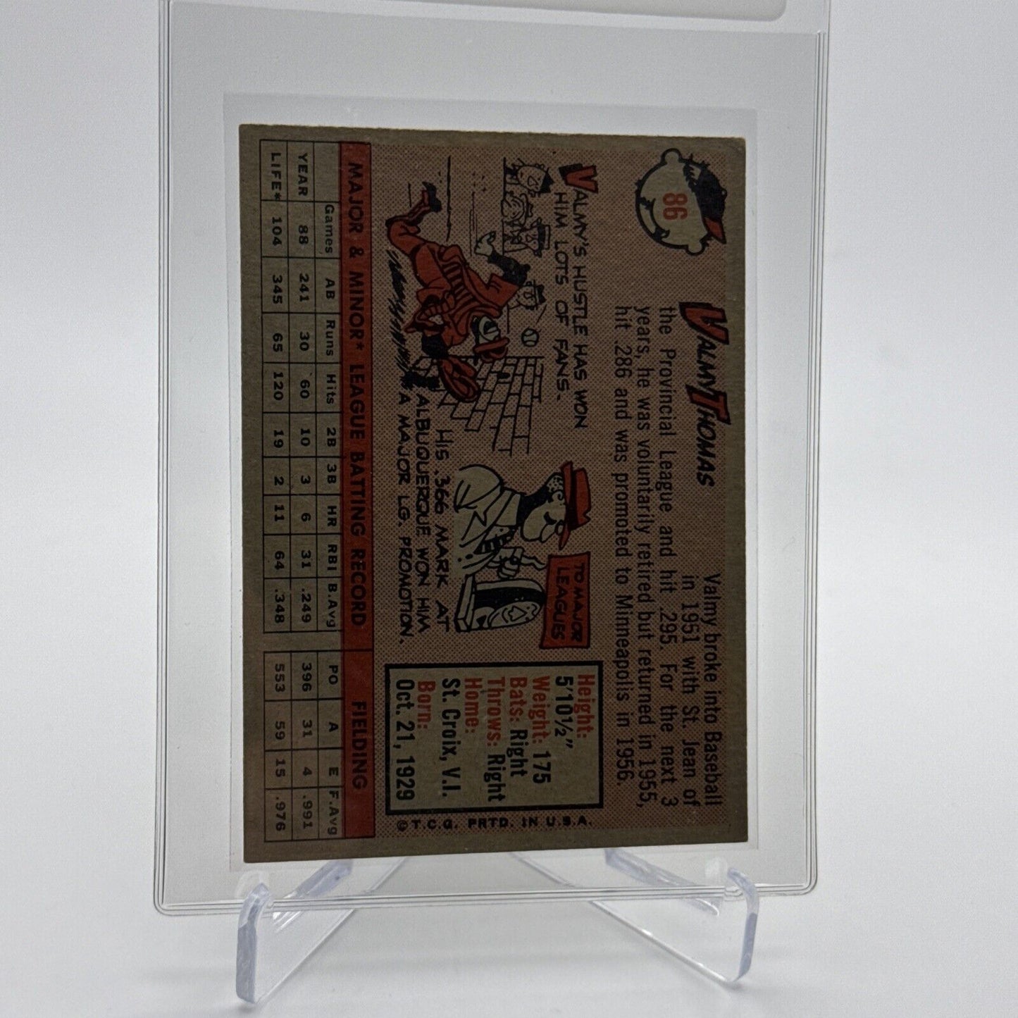 1958 Topps Valmy Thomas Baseball Card #86 EX Quality FREE SHIPPING