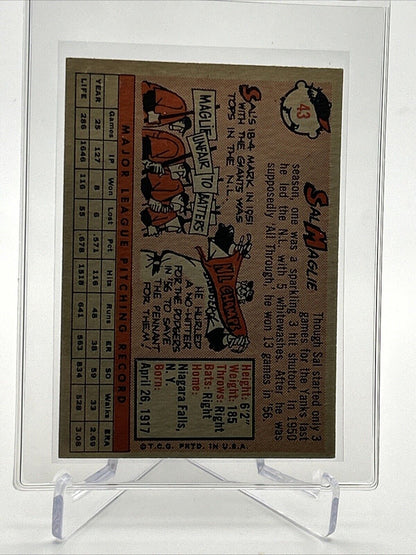 1958 Topps Sal Maglie Baseball Card #43 EX Quality #5 FREE SHIPPING