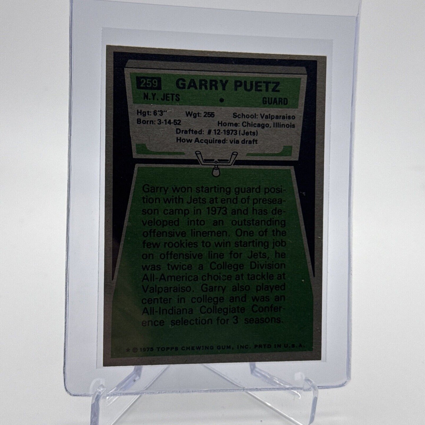 1975 Topps Garry Puetz Rookie Football Card #259 NM Quality #3 FREE SHIPPING