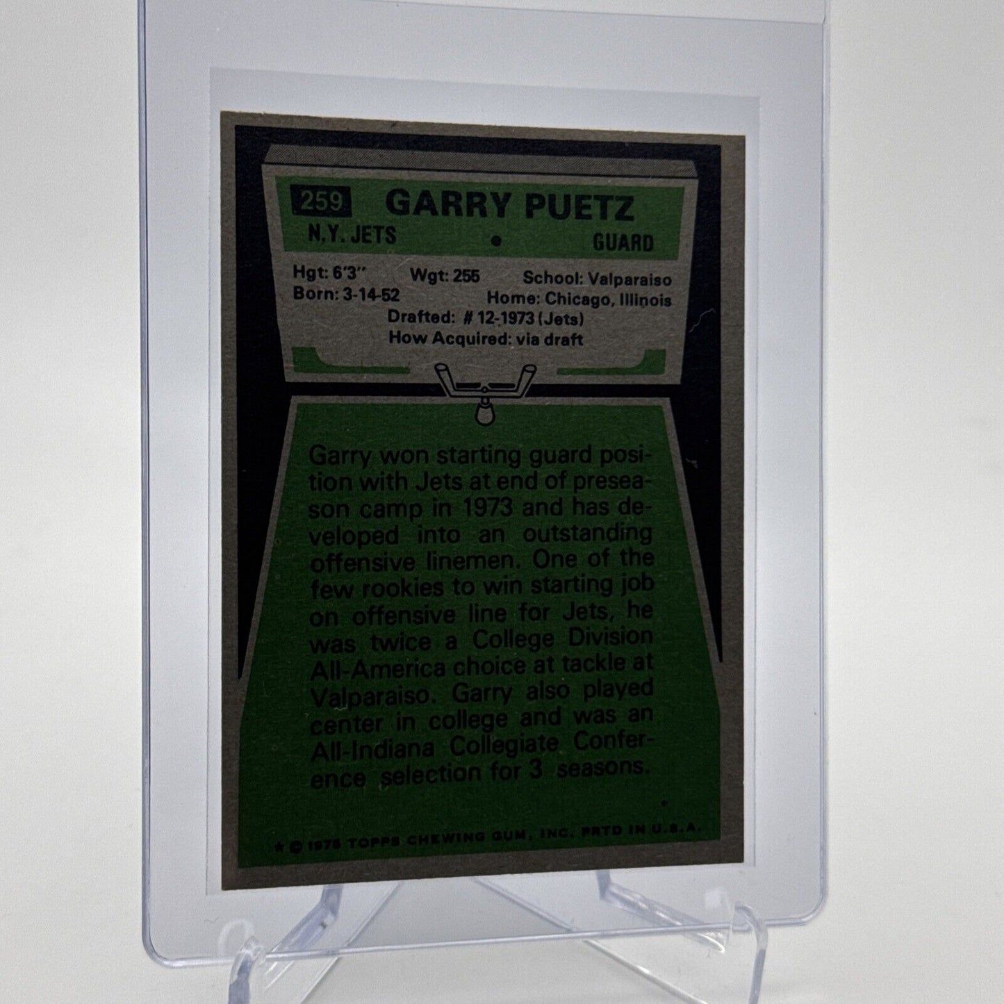 1975 Topps Garry Puetz Rookie Football Card #259 NM Quality #6 FREE SHIPPING