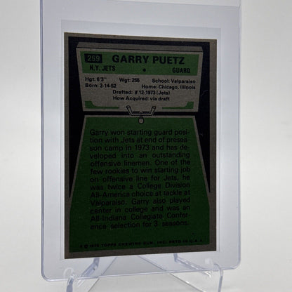 1975 Topps Garry Puetz Rookie Football Card #259 NM Quality #6 FREE SHIPPING