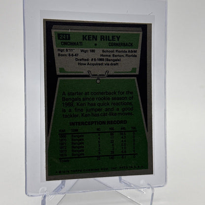 1975 Topps Ken Riley Football Card #241 NM Quality #6 FREE SHIPPING