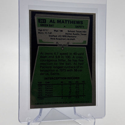 1975 Topps Al Matthews Football Card #261 NM Quality #3 FREE SHIPPING