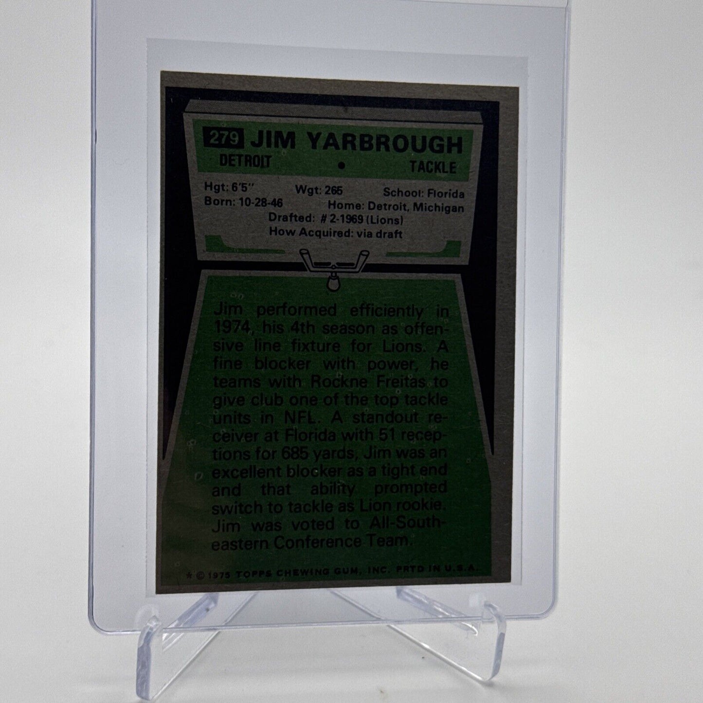 1975 Topps Jim Yarbrough Football Card #279 NM Quality #3 FREE SHIPPING