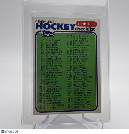 1981-82 Topps Hockey Checklist Unmarked Card #111 NM-MT Quality FREE SHIPPING