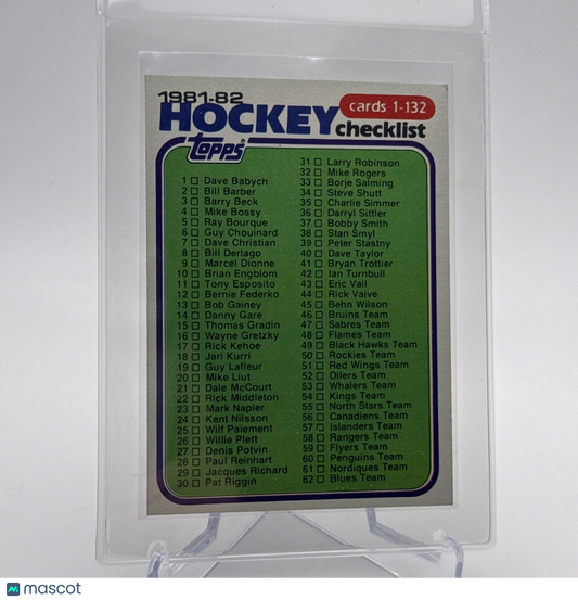 1981-82 Topps Hockey Checklist Unmarked Card #111 NM-MT Quality FREE SHIPPING