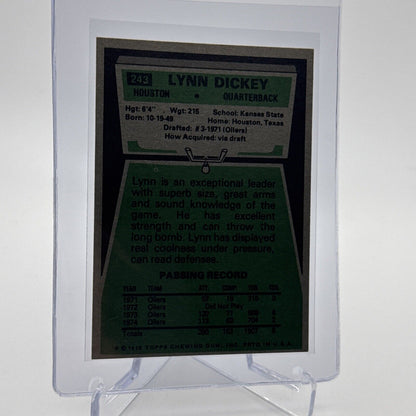 1975 Topps Lynn Dickey Football Card #243 NM Quality #3 FREE SHIPPING