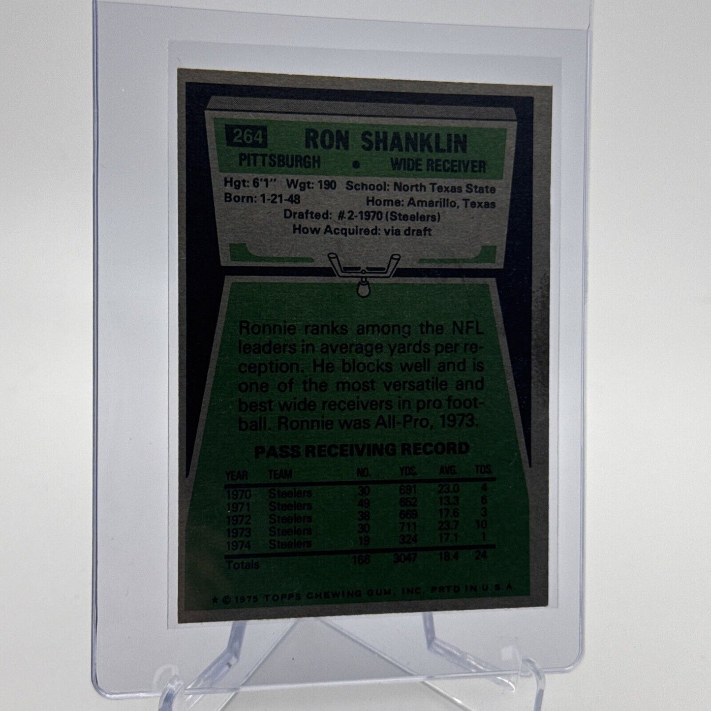 1975 Topps Ron Shanklin Football Card #264 NM Quality #2 FREE SHIPPING