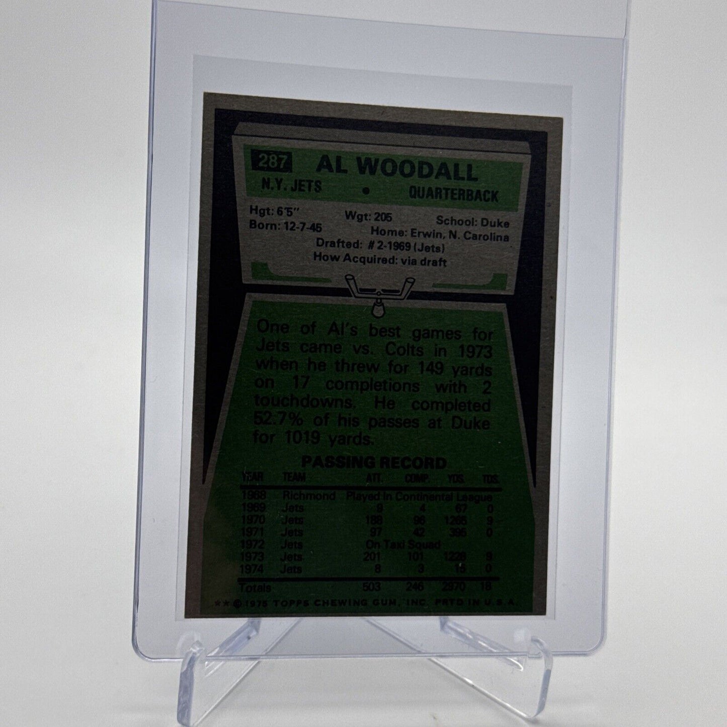 1975 Topps Al Woodall Football Card #287 NM Quality #3 FREE SHIPPING