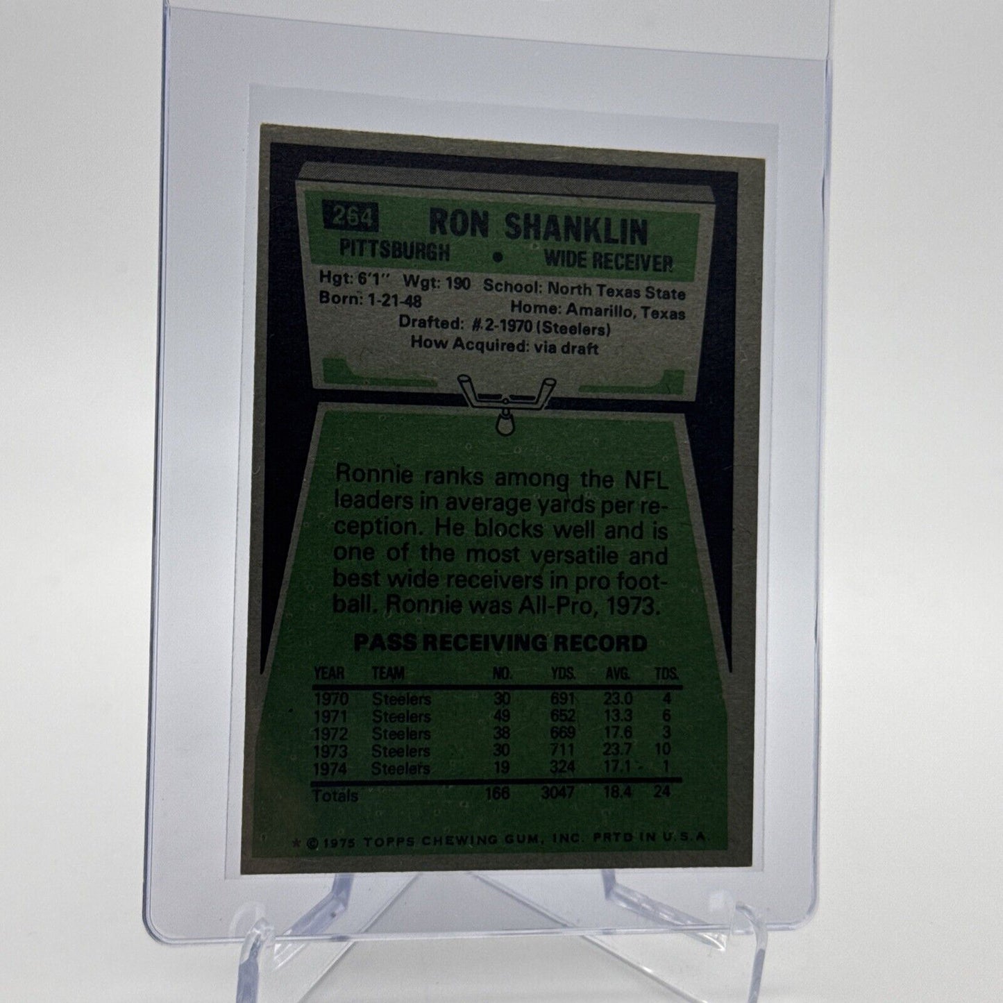 1975 Topps Ron Shanklin Football Card #264 NM Quality #4 FREE SHIPPING