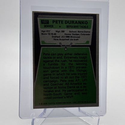 1975 Topps Pete Duranko Football Card #187 NM Quality #10 FREE SHIPPING