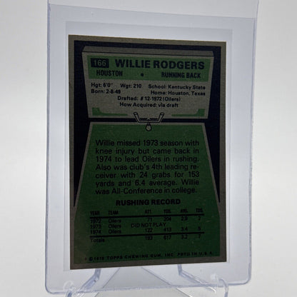 1975 Topps Willie Rodgers Rookie Football Card #166 NM Quality #5 FREE SHIPPING