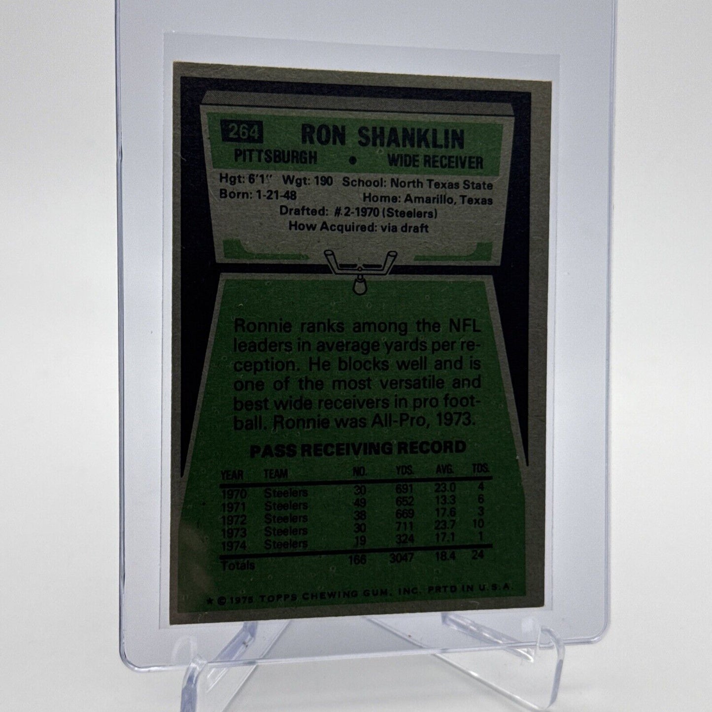 1975 Topps Ron Shanklin Football Card #264 NM Quality #5 FREE SHIPPING