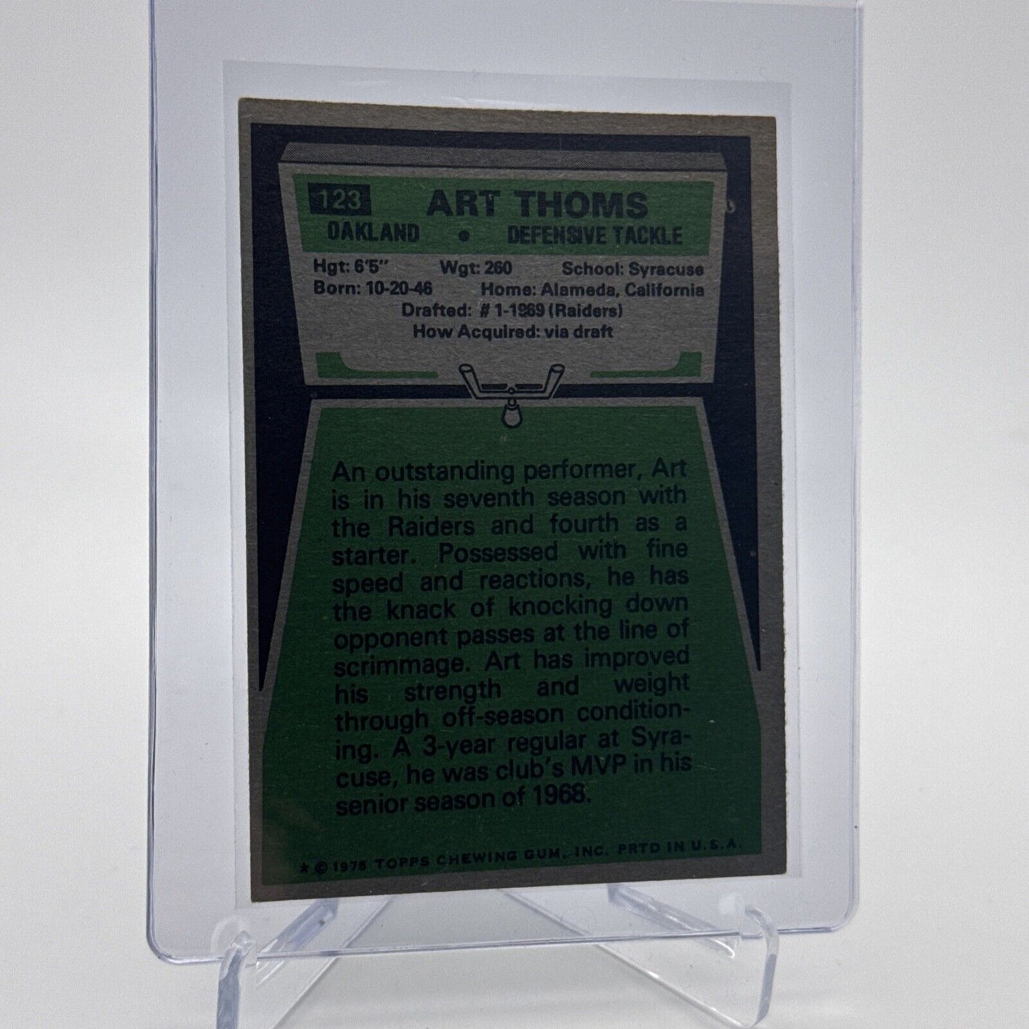 1975 Topps Art Thoms Football Card #123 NM Quality #4 FREE SHIPPING