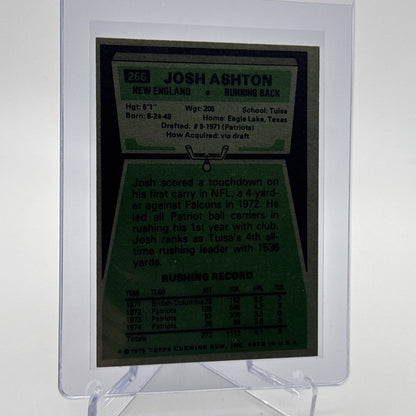 1975 Topps Josh Ashton Football Card #266 NM Quality #3 FREE SHIPPING