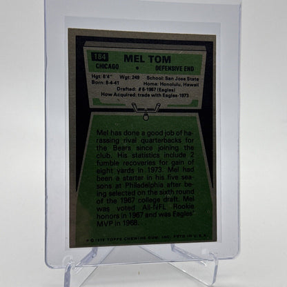1975 Topps Mel Tom Football Card #184 NM Quality #7 FREE SHIPPING