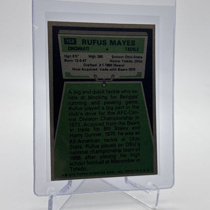 1975 Topps Rufus Mayes Football Card #168 NM Quality #5 FREE SHIPPING