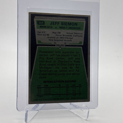 1975 Topps Jeff Siemon Football Card #268 NM Quality FREE SHIPPING