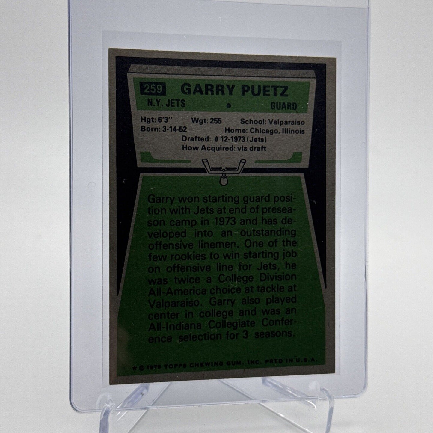 1975 Topps Garry Puetz Rookie Football Card #259 NM Quality #8 FREE SHIPPING