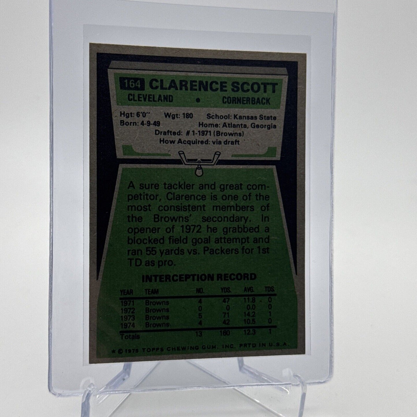 1975 Topps Clarence Scott Football Card #164 NM Quality #5 FREE SHIPPING