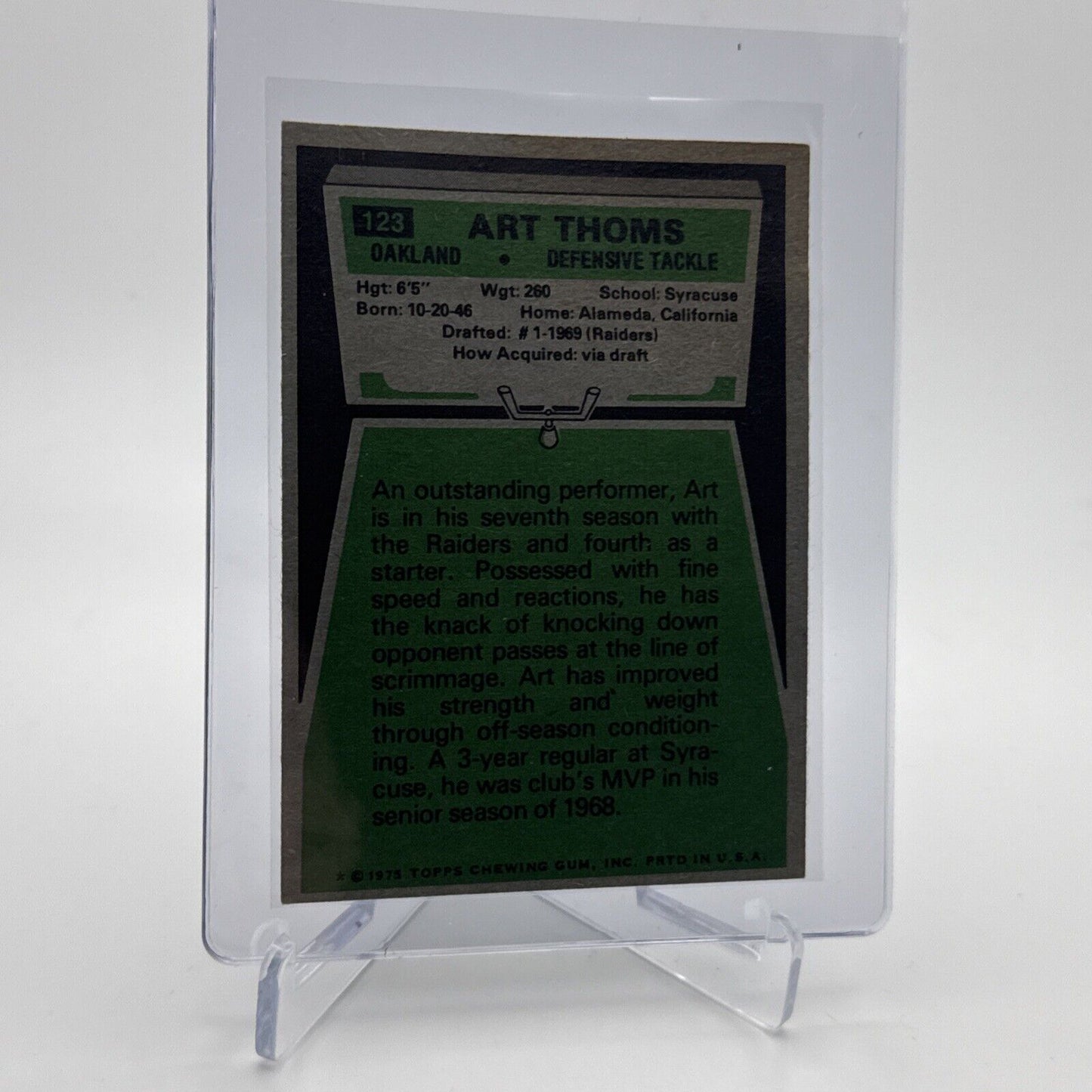 1975 Topps Art Thoms Football Card #123 NM Quality #3 FREE SHIPPING