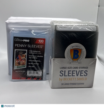 Beckett Shield Large Size Semi-Rigid Sleeves Pack of 50 AND 100 Ultra Pro Penny