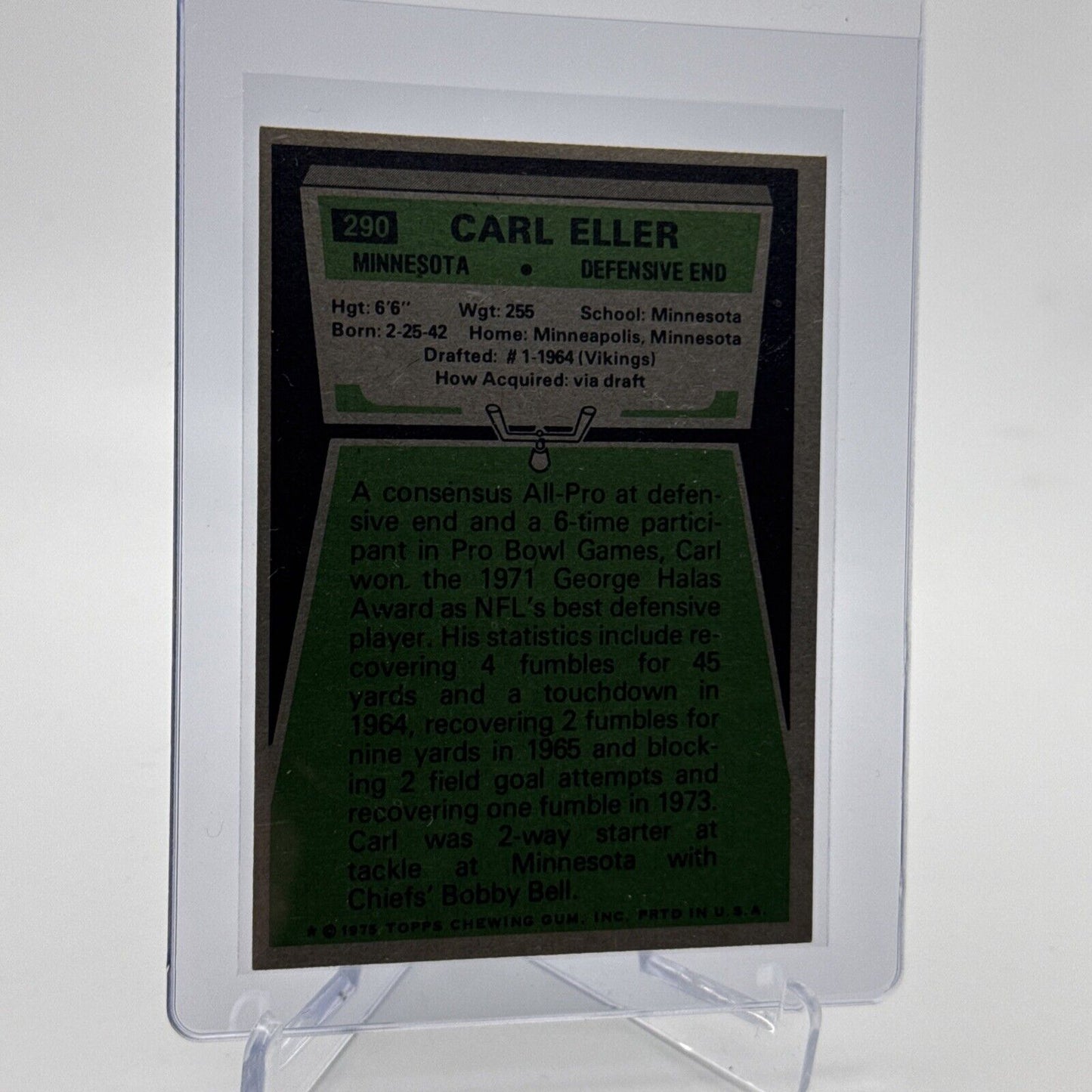 1975 Topps Carl Eller Football Card #290 NM Quality #5 FREE SHIPPING