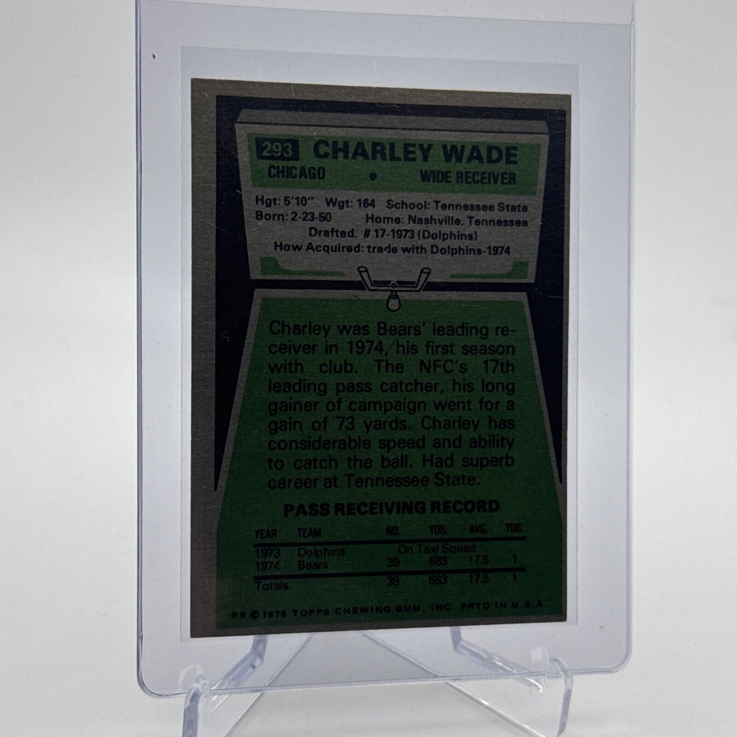 1975 Topps Charley Wade Football Card #293 NM Quality #2 FREE SHIPPING