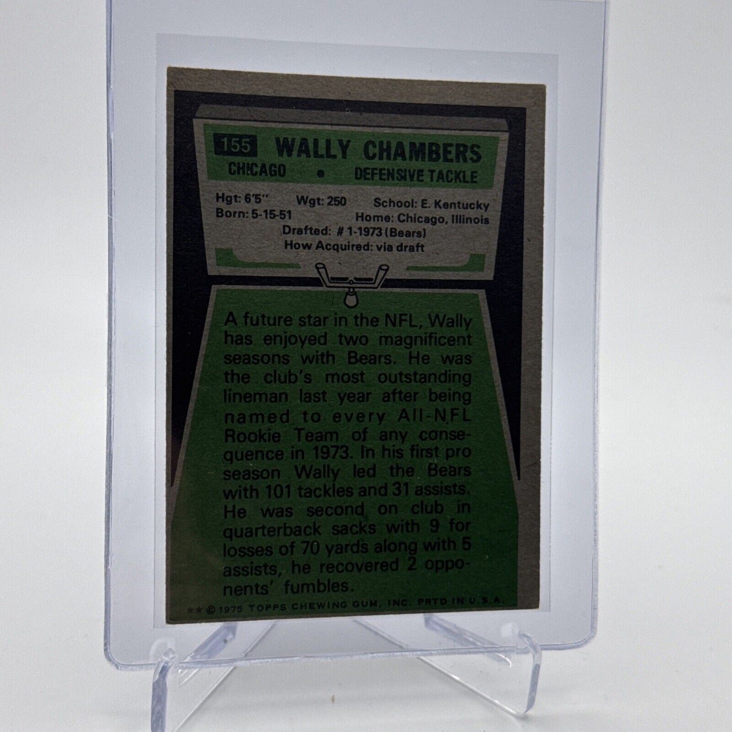 1975 Topps Wally Chambers Football Card #155 NM Quality #6 FREE SHIPPING