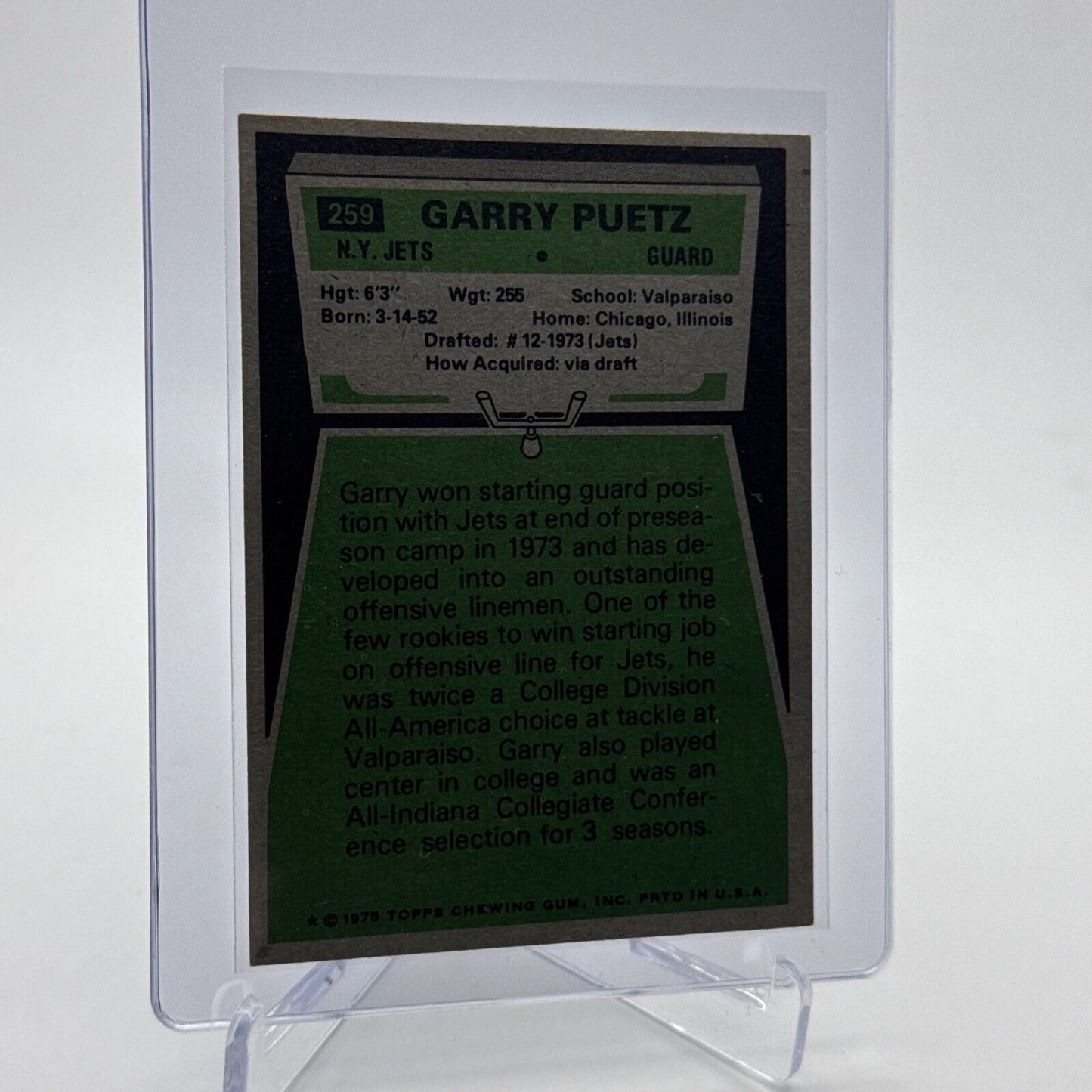 1975 Topps Garry Puetz Rookie Football Card #259 NM Quality #5 FREE SHIPPING