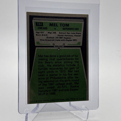 1975 Topps Mel Tom Football Card #184 NM Quality #6 FREE SHIPPING