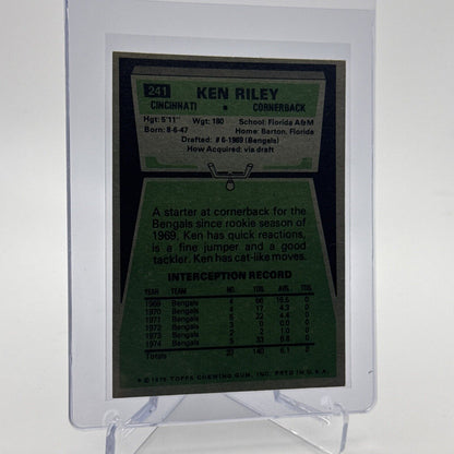 1975 Topps Ken Riley Football Card #241 NM Quality #2 FREE SHIPPING