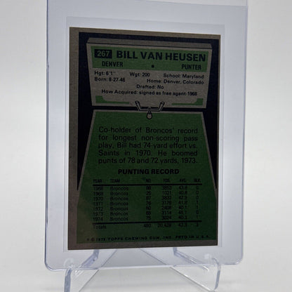 1975 Topps Bill Van Heusen Football Card #267 NM Quality #4 FREE SHIPPING