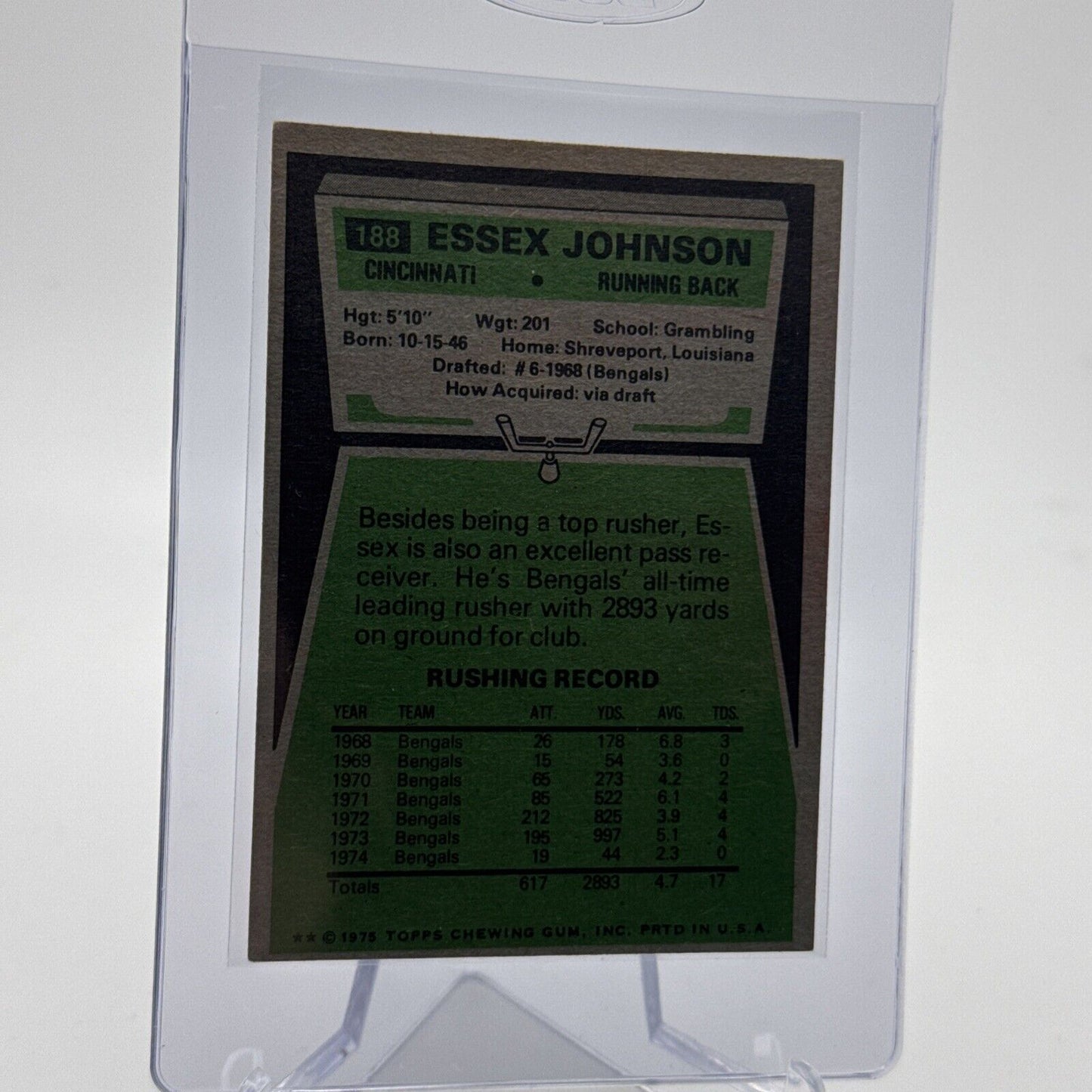 1975 Topps Essex Johnson Football Card #188 NM Quality #4 FREE SHIPPING