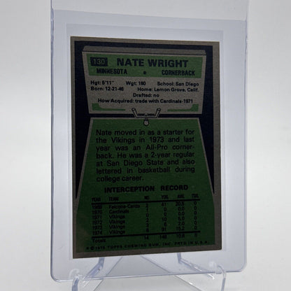 1975 Topps Nate Wright Rookie Football Card #130 NM Quality #4 FREE SHIPPING