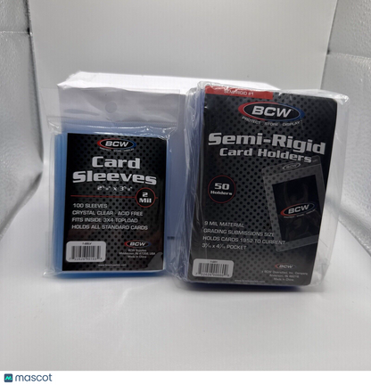 BCW Semi-Rigid Card Holders #1 Pack of 50 Holders PLUS 100 BCW Soft Sleeves Pack