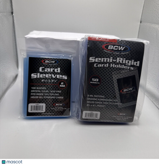 BCW Semi-Rigid Card Holders #1 Pack of 50 Holders PLUS 100 BCW Soft Sleeves Pack