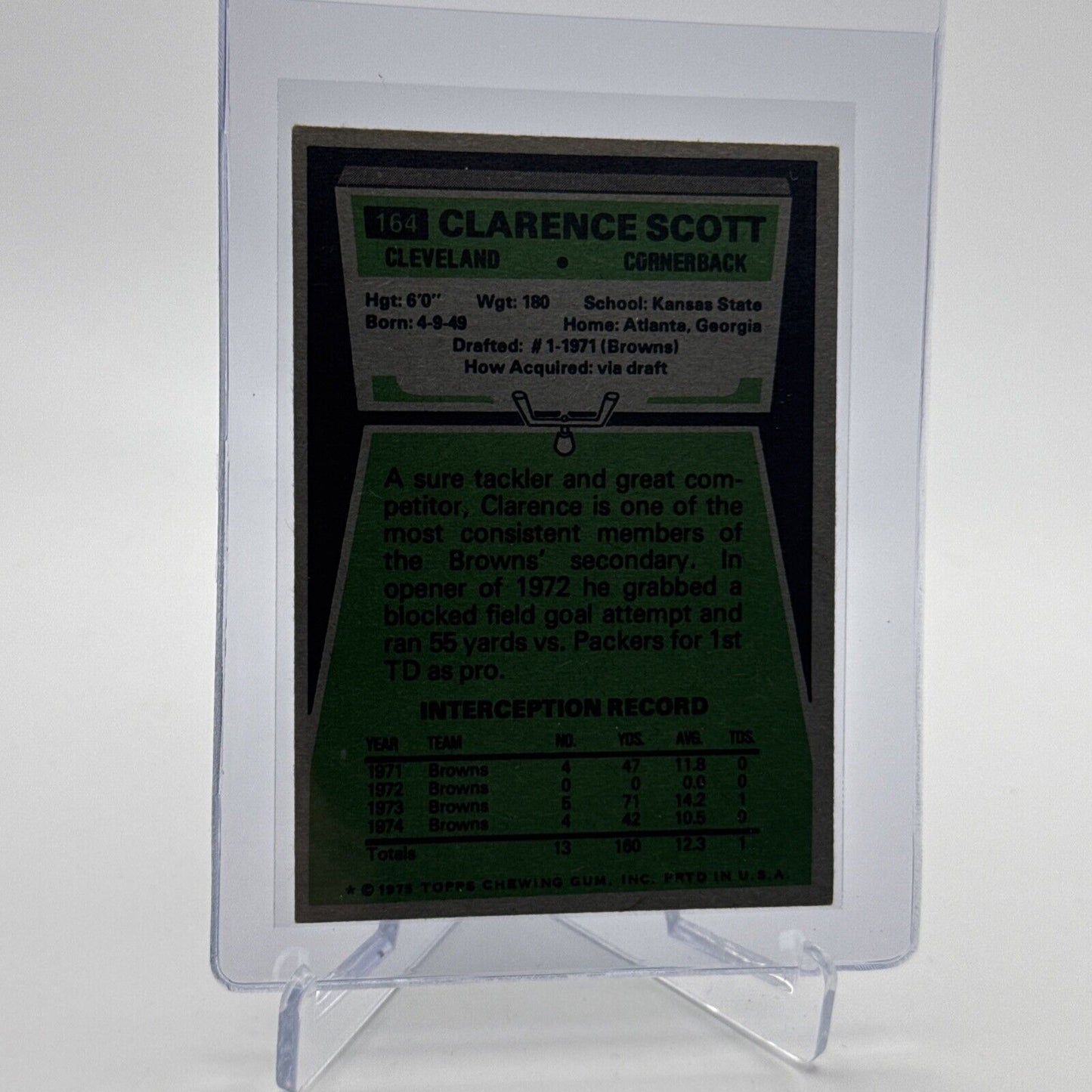 1975 Topps Clarence Scott Football Card #164 NM Quality #3 FREE SHIPPING