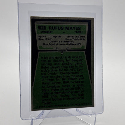 1975 Topps Rufus Mayes Football Card #168 NM Quality #2 FREE SHIPPING